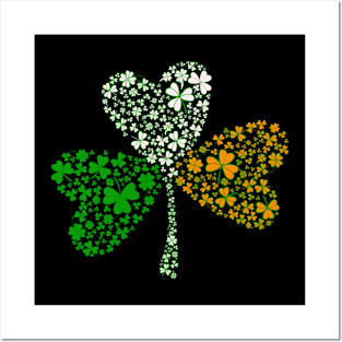 Irish Flag for Ireland Fans Shamrock Pattern St Patrick's Day Posters and Art